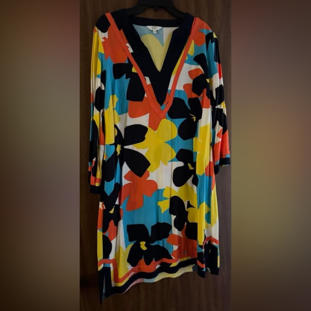 Colorful Floral V-Neck Dress